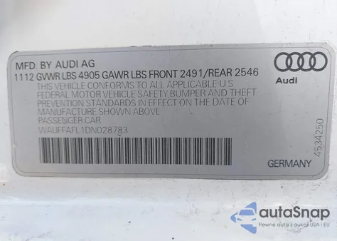 2013 Audi A4 2.0T Premium z USA, uszkodzony, nr VIN WAUFFAFL1DN028783